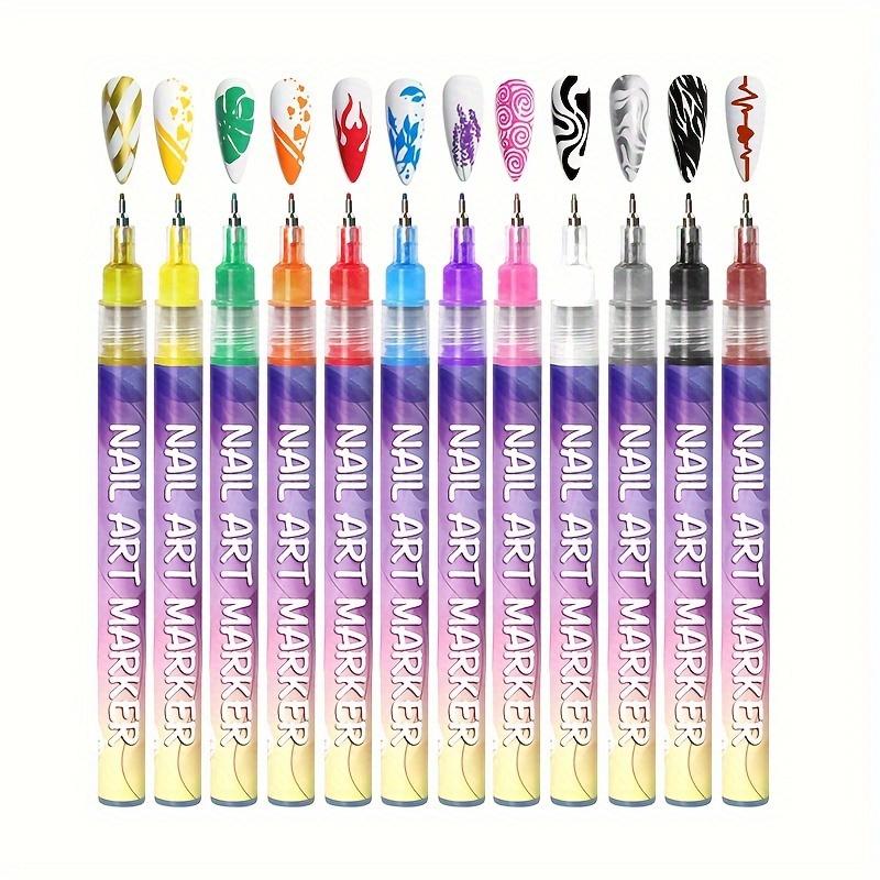 Nail Doodle Pen 12-color Acrylic Paint Pen, Nail Paint DIY Dot Stitching Pen, Precision 3D Doodle Nail Art Pen, Nail Art Pen Set, Quick Drying
