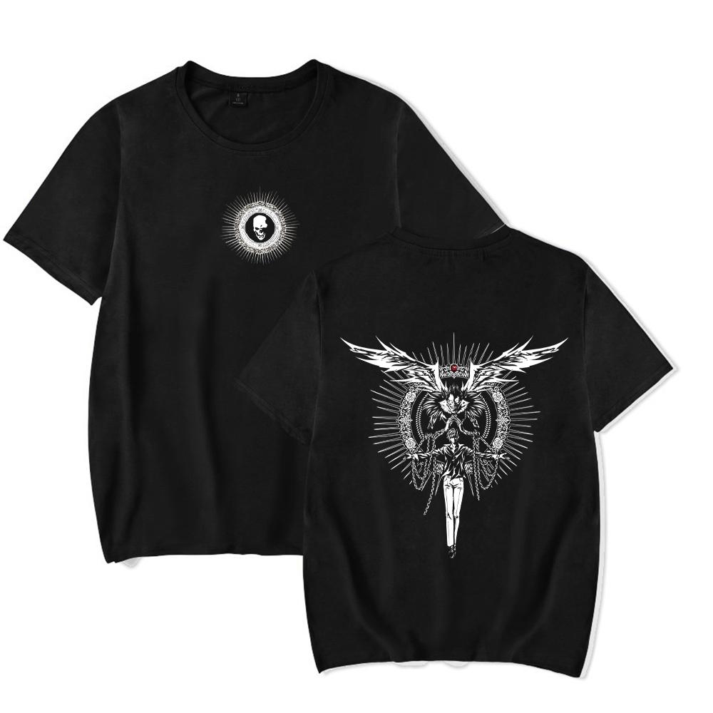 Men Harajuku Black Washed T-Shirt Hip Hop Streetwear Japan Anime Graphic Cotton Casual Tshirt Summer Short Sleeve Tops T Shirt