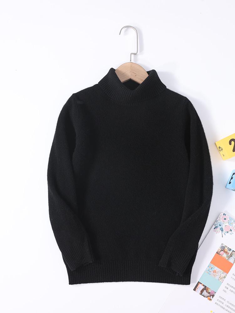 Children's 100% Pure Wool High Turtleneck Sweater - Autumn & Winter Pullover for Boys and Girls
