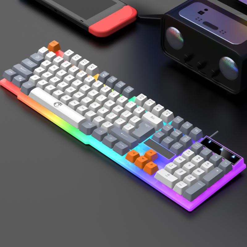 Corded Gaming Keyboard and Mouse Combo LED Backlit Mechanical Keyboard 1600DPI Mouse Keyboard PC Gamer Accessories