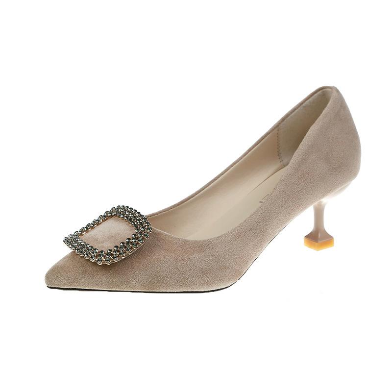 High Heels Women's Spring New Versatile Banquet Black Shoes Light Mouth Medium Heel Single Shoes Women's Thin Heel Pointed Women's Shoes Senior