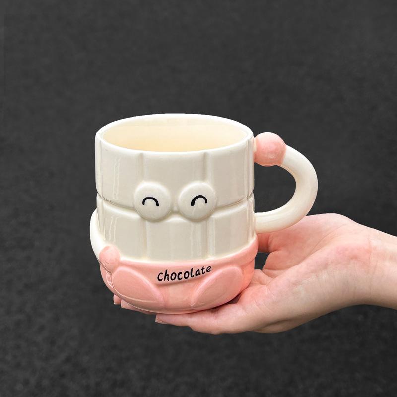 High-value Cartoon Straw Cup Cute Ceramic Mug with Lid for Girls' Girlfriend's Birthday Gift Souvenir