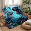 Dinosaur Adventure In the Jungle Blanket Personalized Name Flannel Blanket Soft Cozy Plush Throw for Sofa Bed Lightweight Home Decor