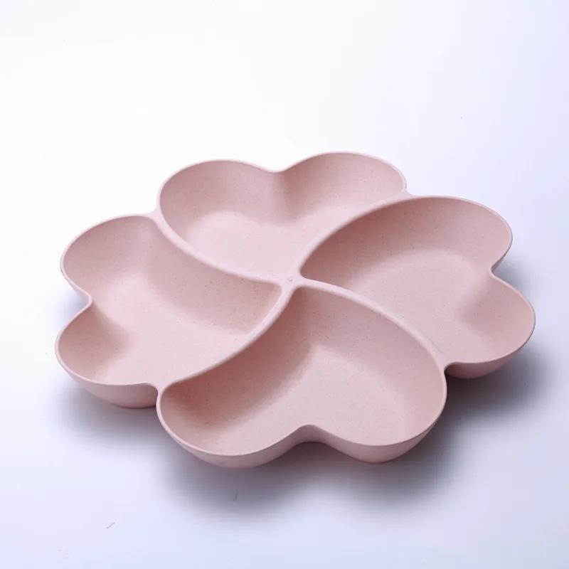 4hole Heart Shaped Fruit Platter Creative Plates Storage Box Dried Fruit Snack Plates Divided Candy Dessert Plate Container