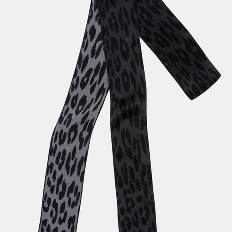 RECLOW LEOPARD SILK LONG SCARF KHAKI Scarf