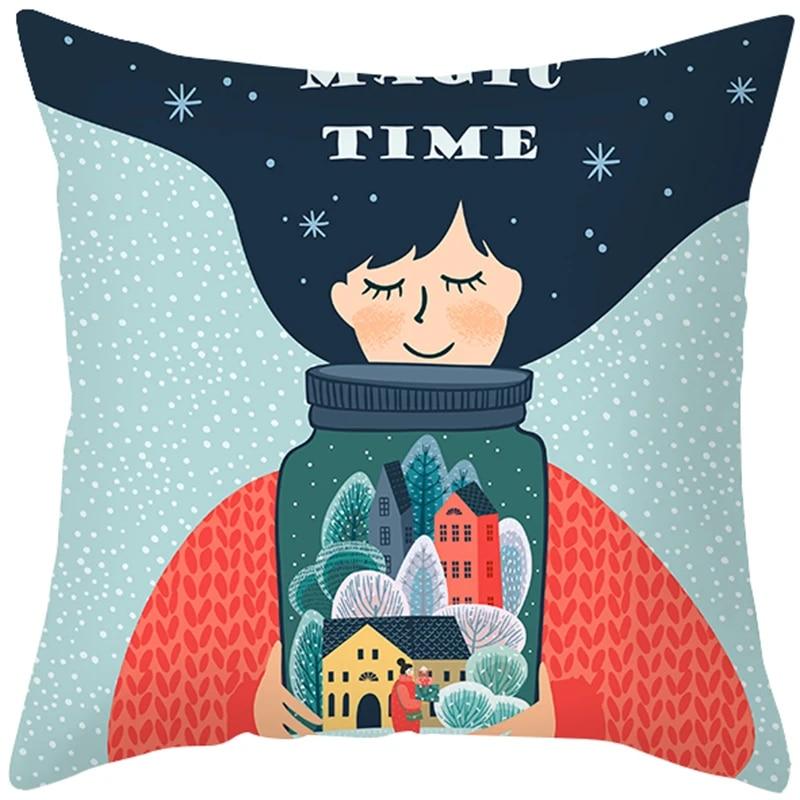 Santa Claus Snowman Schihe Tree Town Christmas Decoration Pillow Set bedroom Sofa restaurant car pillow sleeve  pillow case