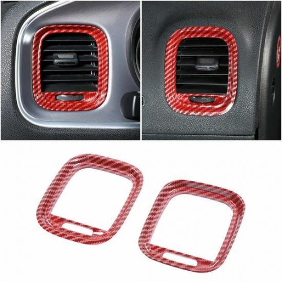 Röd kolfiberinstrumentpanel sidoluftventil utlopp dekorlist för 15+ Dodge Charger