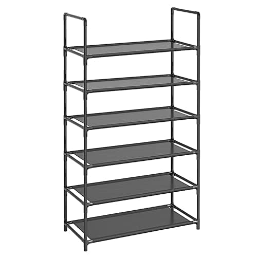 Whatafit Shoe Rack, 6 Tiers, 60cm Wide x 28cm Deep x 105cm High, Large Capacity for 12-18 Pairs of Shoes, Dividable, Slim, Space-Saving, Entryway, Eas