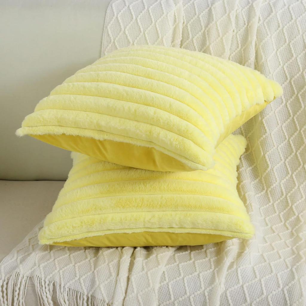 New Faux Rabbit Fur Square Cushion Cover Big Thick Striped Super Soft Solid Color Pillow Cover Sofa Decor Cushion Covers 2026