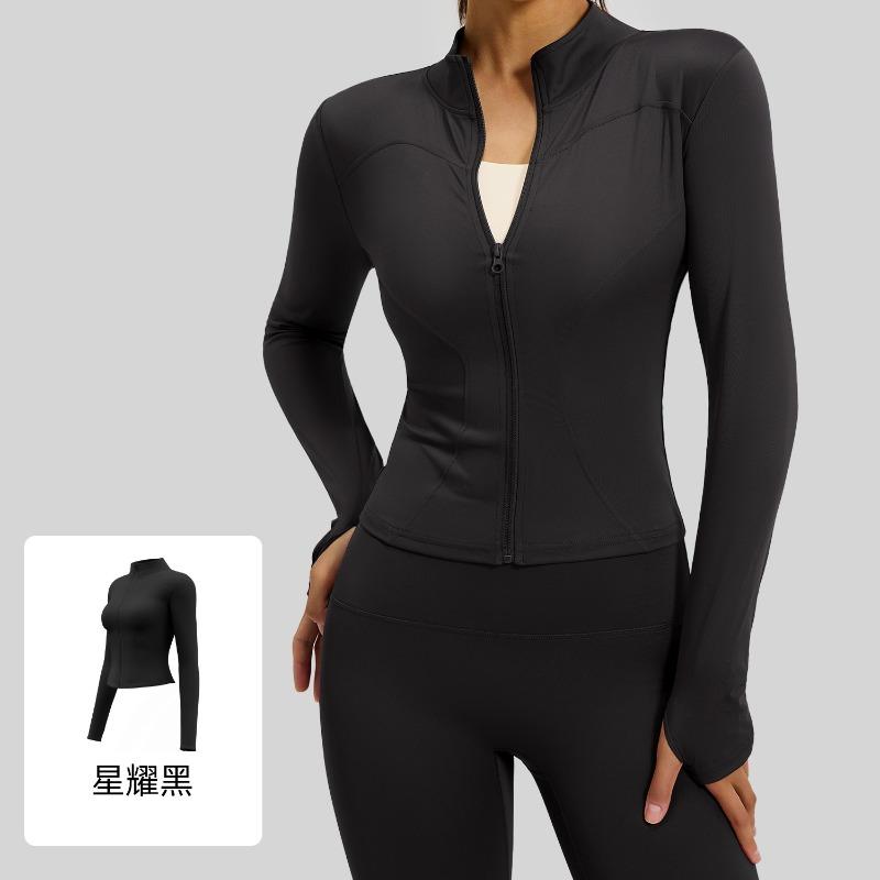 Jane Yi Club Stand-up Collar Yoga Clothing Jacket Running Cycling Sports Skinny Elastic Fitness Yoga Top Women