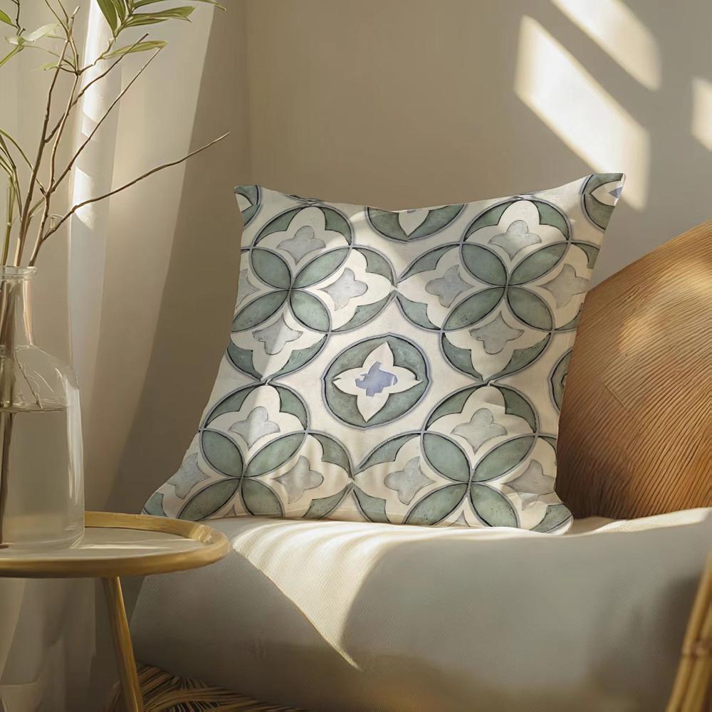 French retro print Pillow Case Silky elegant Comfort Sofa Bed Invisible zipper