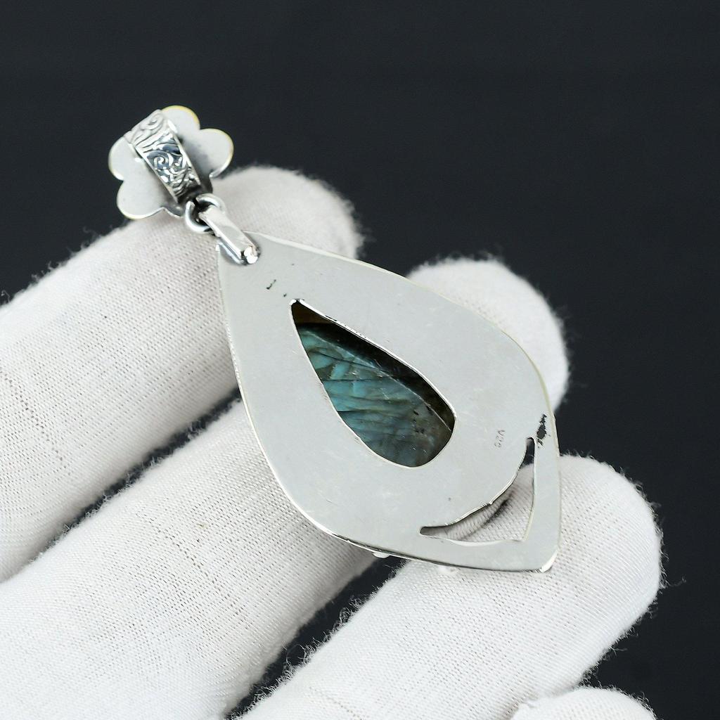 Blue Fire Labradorite Gemstone Pendant, 925 Sterling Silver Jewelry Pendant, Natural Labradorite Gemstone Pendant For Women, For Gifts