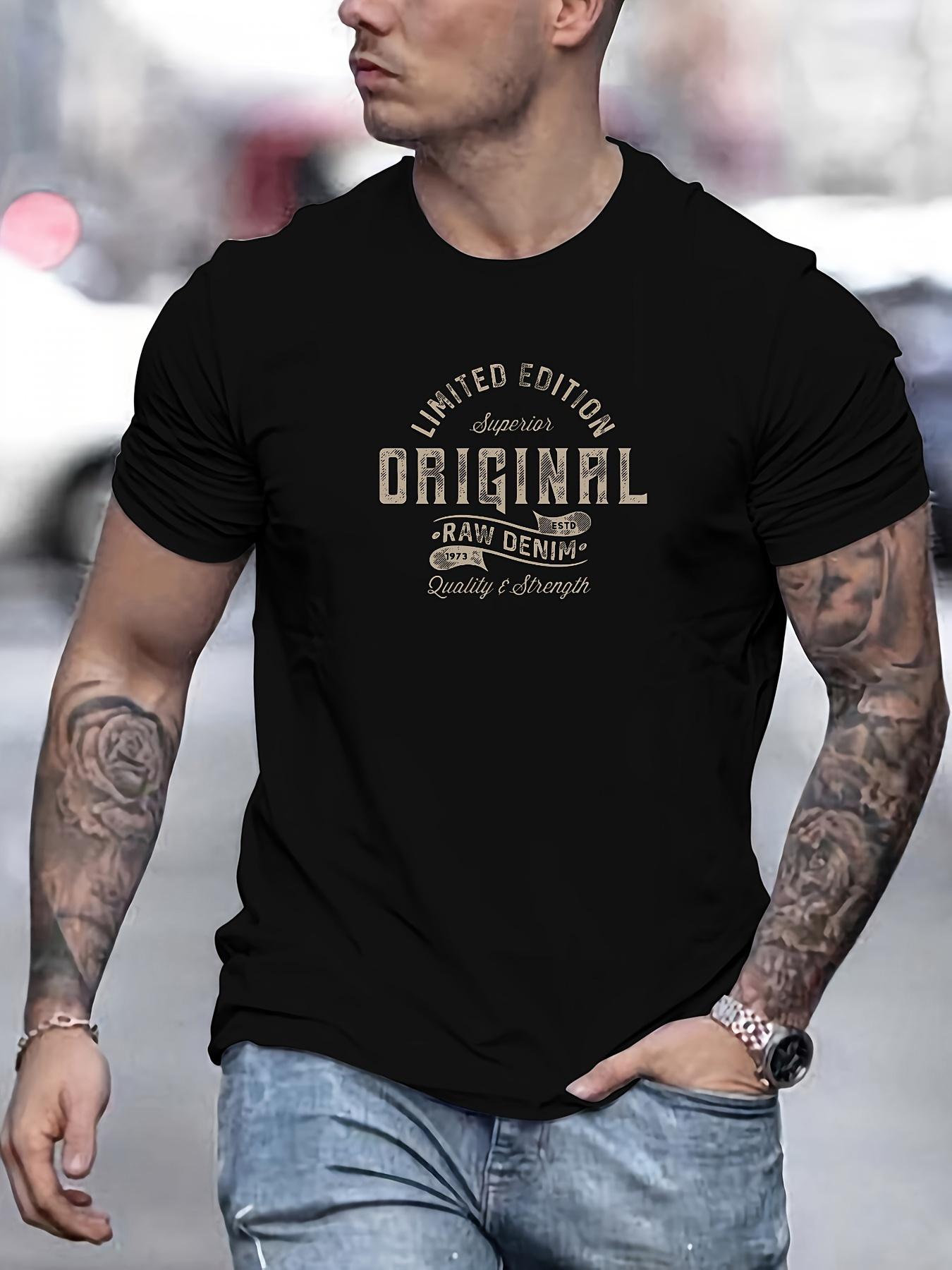 

Men s Oversized Letter Print Round Neck Short Sleeve T-Shirt High Quality Breathable Comfy Trendy Fashion Casual Daily Tee 4XL