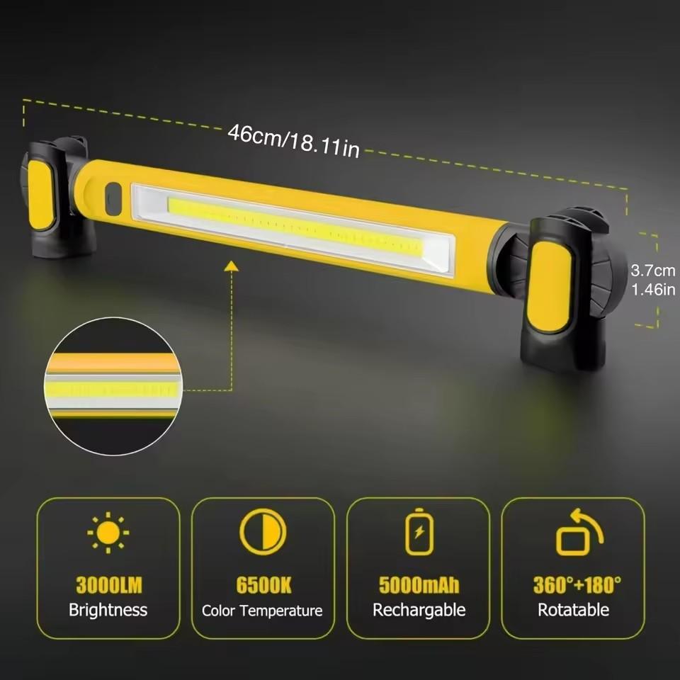 Super Bright Magnetic LED Work Light 5200mAh Rechargeable Battery For Car Repair Under Hood Camping Outdoor Emergency Light Q5G1