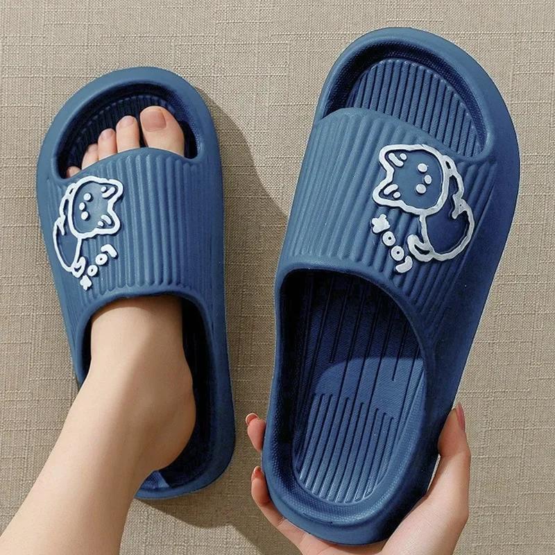 Fashion Women Soft Sole House Slippers 2024 Summer Beach Thick Platform Slipper Sandals Women Korean Eva Slippers Couple Home Flip Flop