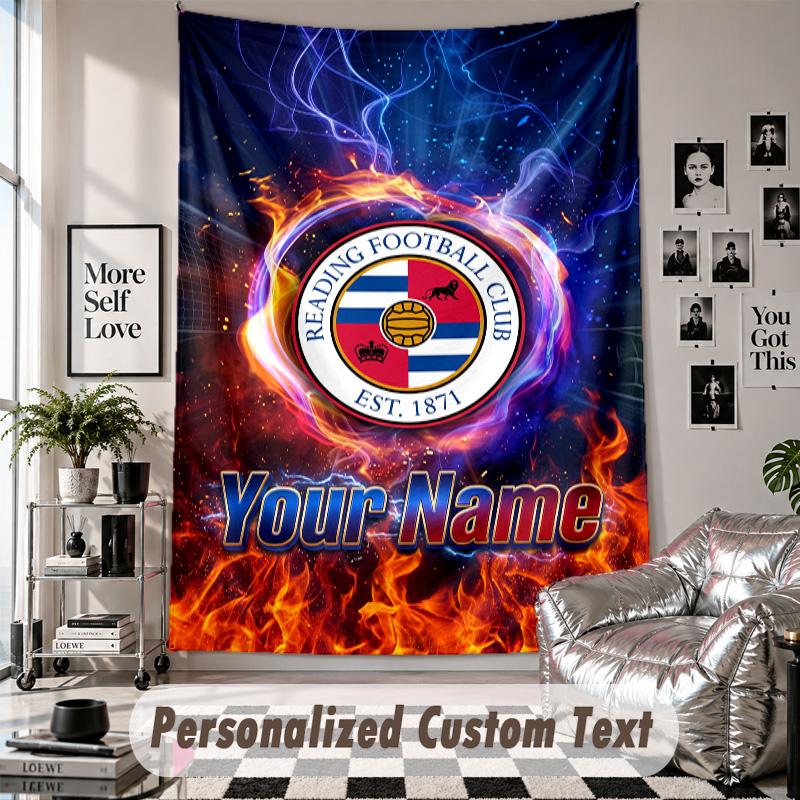 Wall Hanging Tapestry With Custom Name & Text, Reading FC Decorative Tapestry For Bedroom