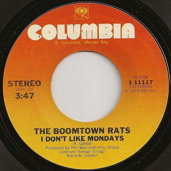 

7inch Record BOOMTOWN RATS - I Don t Like Mondays 111117 Columbia 1979 US Rock Used