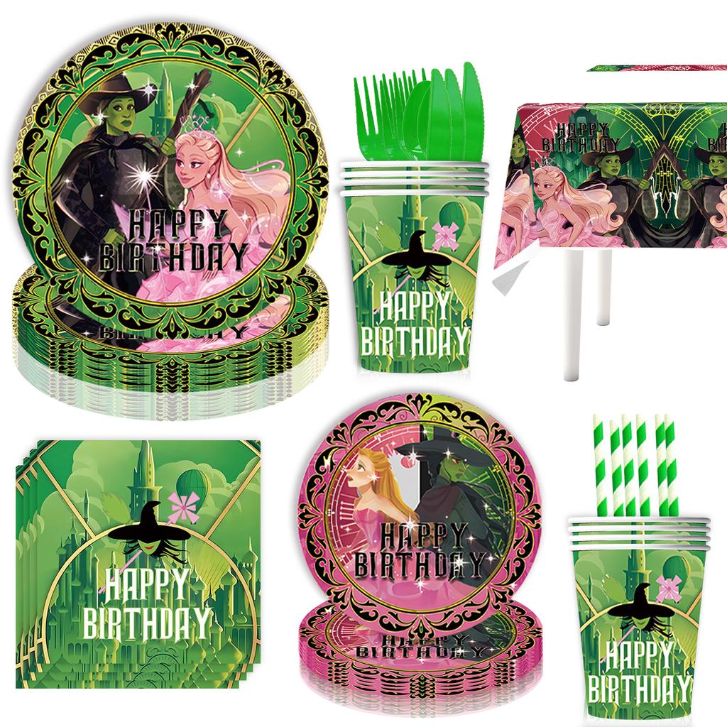 The Wizard of Oz Wicked Birth Date Celebration Theme Decorations Balloons Banner Cups Plates Backdrop Present Pouch Infant Shower Supply