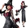 Dark goth halloween costume black dress witch long dress vampire bride outfit wind
