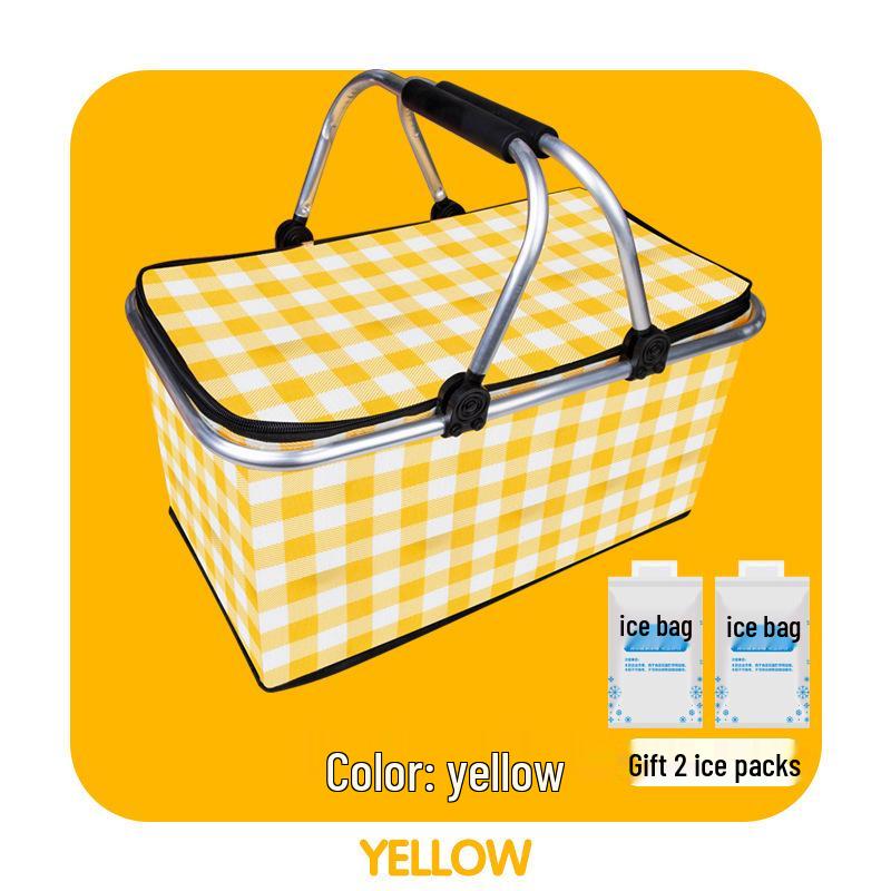 Large Capacity Portable Picnic Basket Cooler Bag with Aluminum Foil for Outdoor Camping