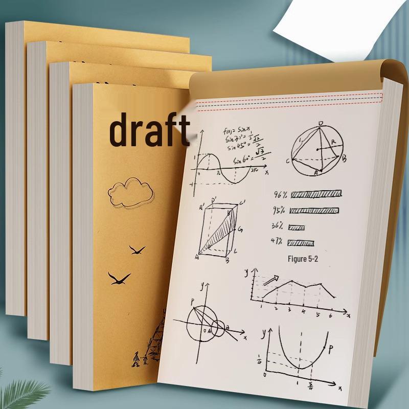 Set of 10 Thick Blank Scratch Notebooks for Students and Exam Prep, Eye-Protective Paper