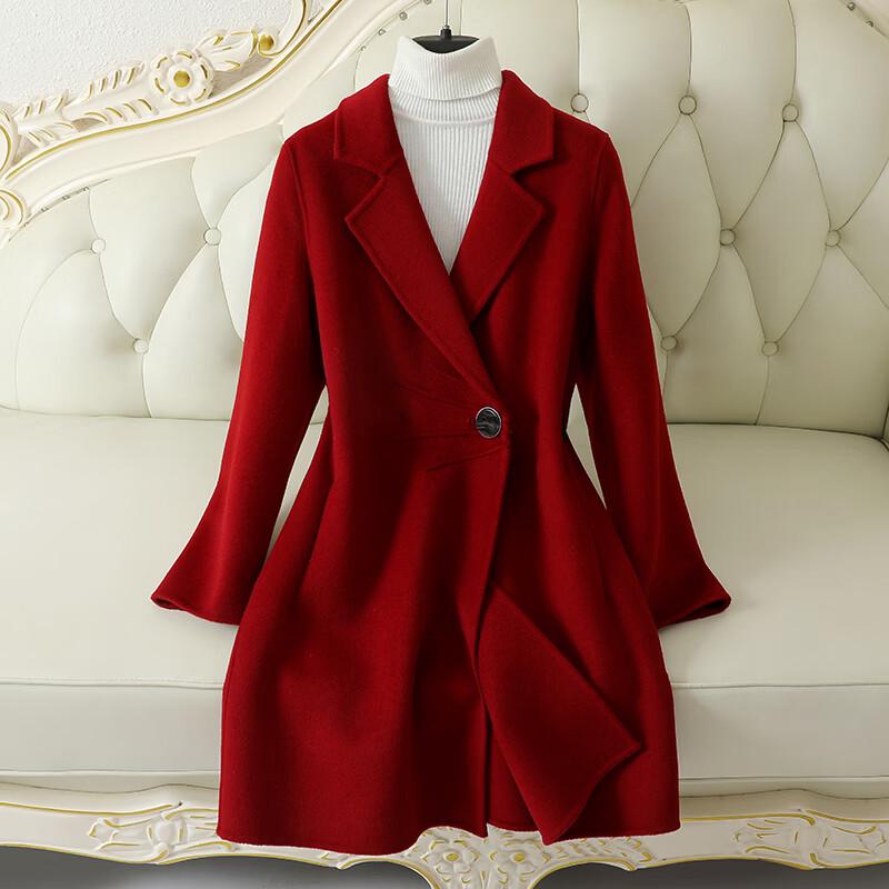 KAISER Women s Pure Wool Notched Lapel Double-faced Coat M