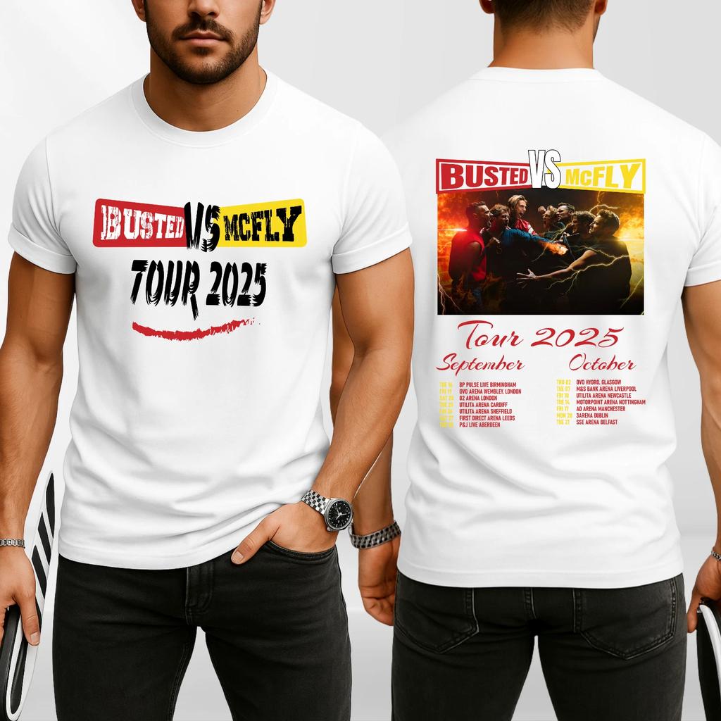 Neues McFly Vs Busted Tour T-Shirt Team McFly Band Vorder- und Rückseite Konzertgeschenk Top High-End Luxus ist für Männer und Frauen Top Y2k