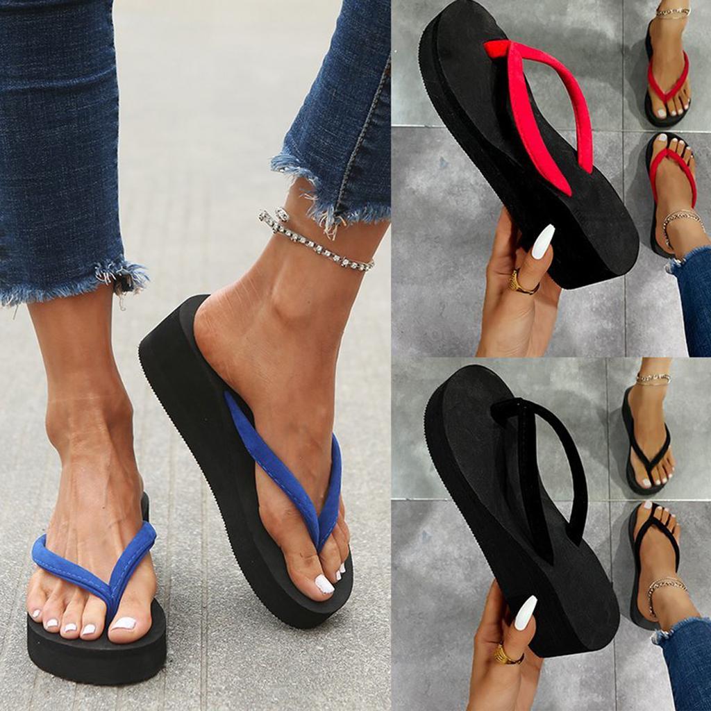 Platform Slippers Bohemian Women'S Beach Ladies Sandals Wedges Shoes Women'S Slipper Women S Flip Flops Heel Sandalias Femininas
