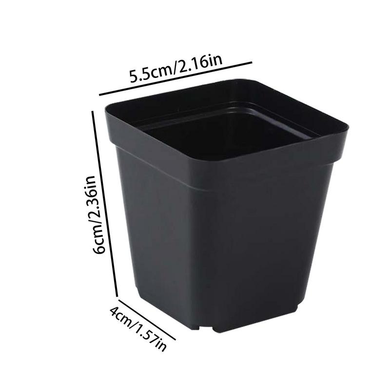 Pots For Seedlings Starter Pots 50pcs Seedling Cups Square Black Reusable Pot With Drainage Holes Gardening Kit Nursery Pot