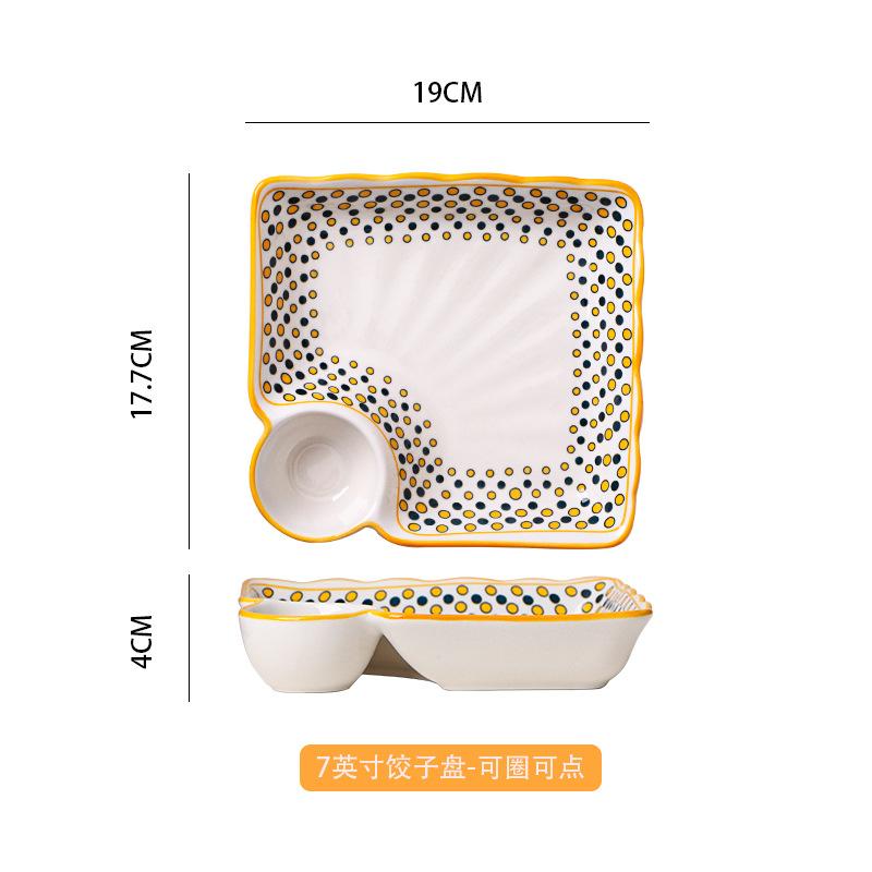 Nordic Style Ceramic Dumpling Plate Underglaze Color Household Sushi Plate With Sauce Plate Snack Pastry Plate