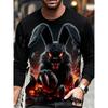 Autumn Round Neck Fashionable Versatile Leisure 3D Long Sleeved T-shirt Fun Cartoon Animal Printed T-shirt Men Loose Large T-shirt