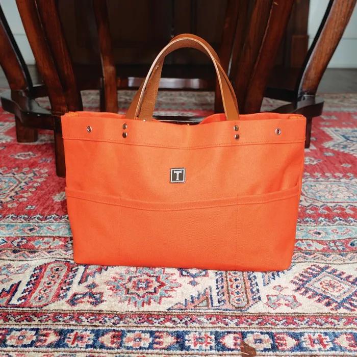 TIRARE-1929 Made In Japen Canvas Cotton100% KAWASHIMA Italy-buttero Strap Tote Bag _ Orange (M