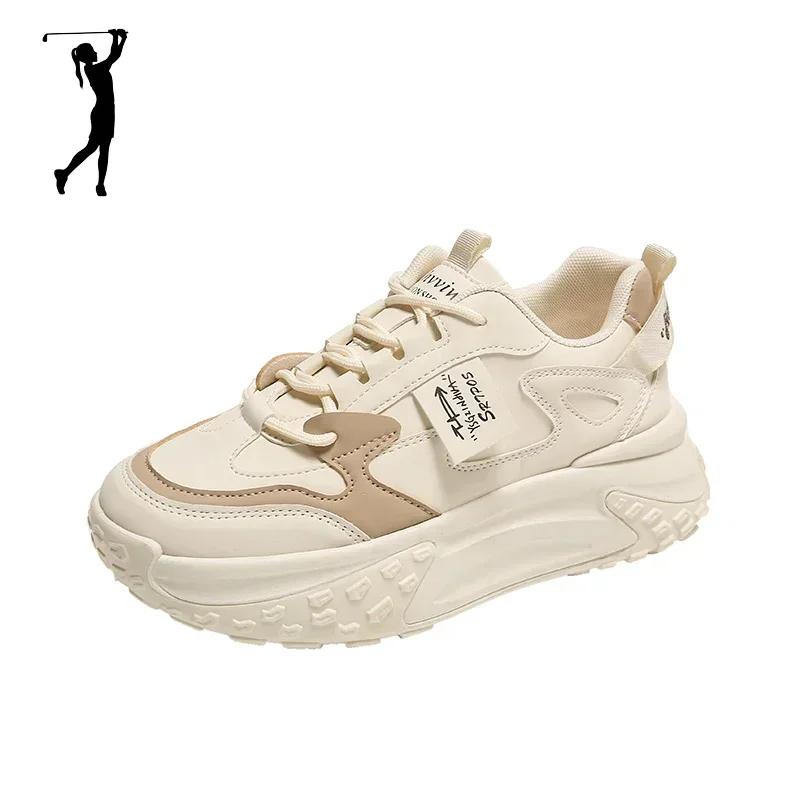 

Увеличивающие рост на 5 см подошва Женские уличные туфли для гольфа Черно-белые Повседневные кроссовки для гольфа для девочек 35