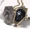 JEWELRYWE Skull Skull Pocket Watch Antique Lock Pocket Watch Pendant Necklace Clock Birthday Anniversary Christmas Present Bronze Cosplay Halloween