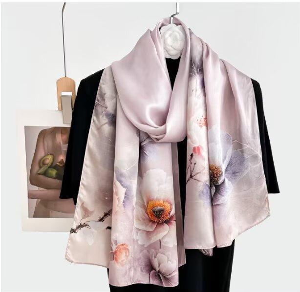 100% Pure Real Silk Scarf Women Neck Shawls Wraps Foulard Scarves Pashmina Female Hijab Bandana Kerchief Luxury Schals Bufandas
