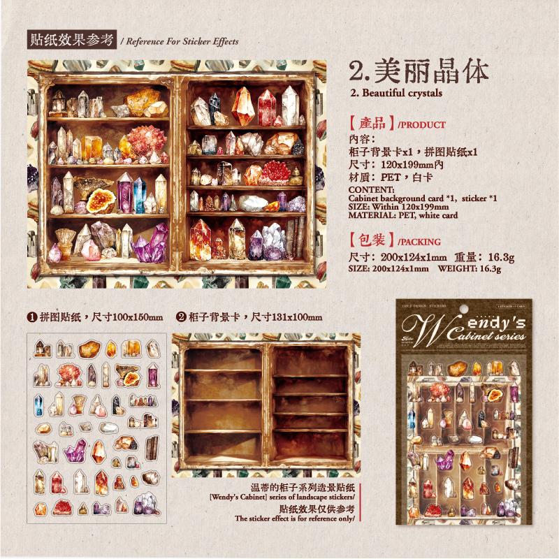 2 Stück/Packung Wendy's Schrank Serie Kreatives Retro Bücherregal DIY Lagerung Miniatur Szene Aufkleber Lustige Scrapbook Deko Aufkleber