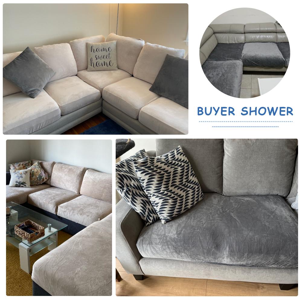 Velvet Sofa Seat Cushion Cover Stretch Plush Thicken Sofa Cover For Living Room L Shape Luxury Corner Furniture Sofa Slipcovers