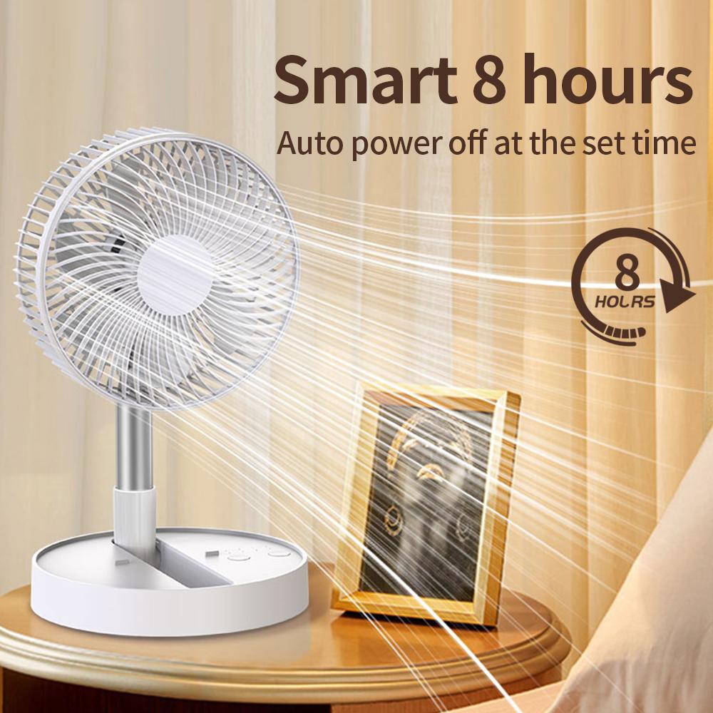 USB Foldable Portable Fan with 8inch 4 Speeds & Timing, Battery Operated Mini Floor Fan for Bedroom, Indoor or Outdoor