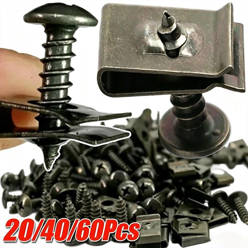 20/40/60Pcs Anti Rust U-Type Fastener Clips Iron Metal Screw Clips  Car Accessories