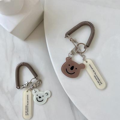 Anti-Loss Spring Rope Pendant Girl'S Cute Little Bear Acrylic Key Chain  Design Bag Charm Accessories Backpack Hanging