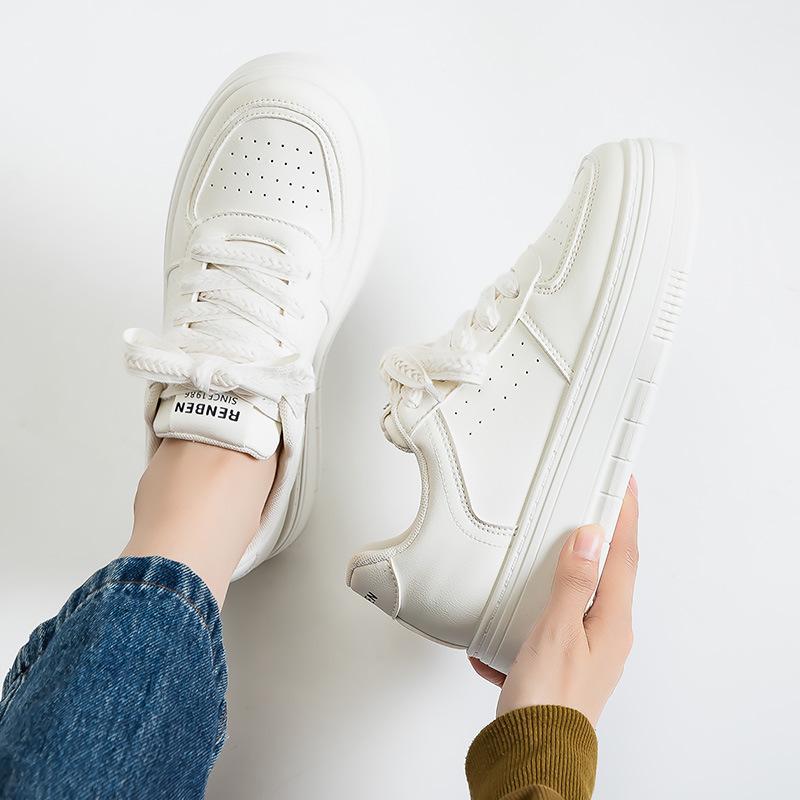 Little White Shoes Women's Spring Low-top Shoes Muffin Shoes Soft-soled Heightening Board Shoes Student Casual Shoes 5