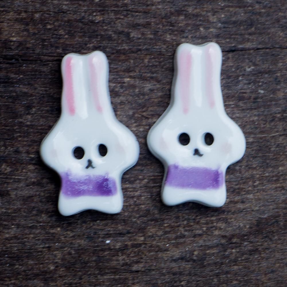 UK Handmade High-End Cute Rabbit Ceramic Buttons for DIY Windbreaker