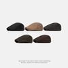 Autumn Winter Leather Warm Beret Men's British Retro Progressive Cap Newsboy Cap