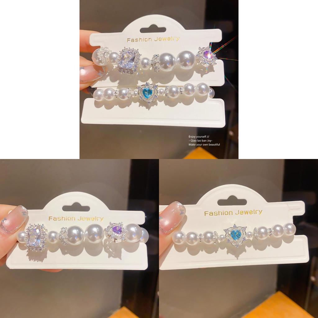 Pearl Bead Zircon Heart Bracelet With Elegant Design For Women Gift