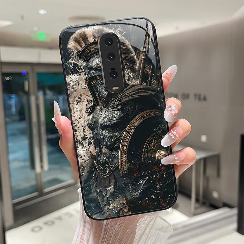 Cute Cartoon Cats Flower Case For Xiaomi Mi 9T Redmi K20 Pro Poco F2 Tempered Glass Phone Case Protective Back Cover Hard Shell