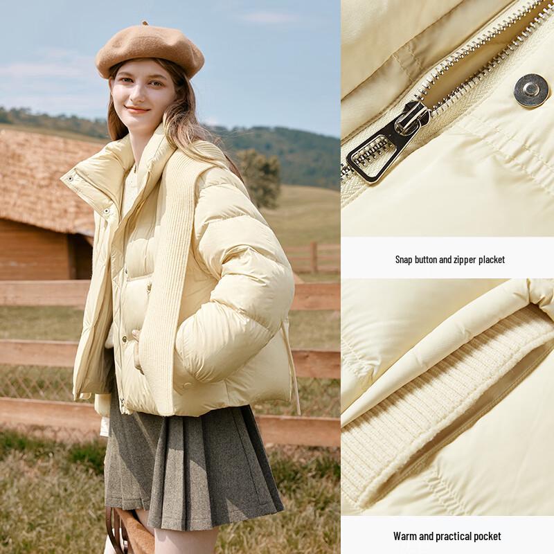 Xiangying Women's Knit Hooded 90% Down Puffer Jacket