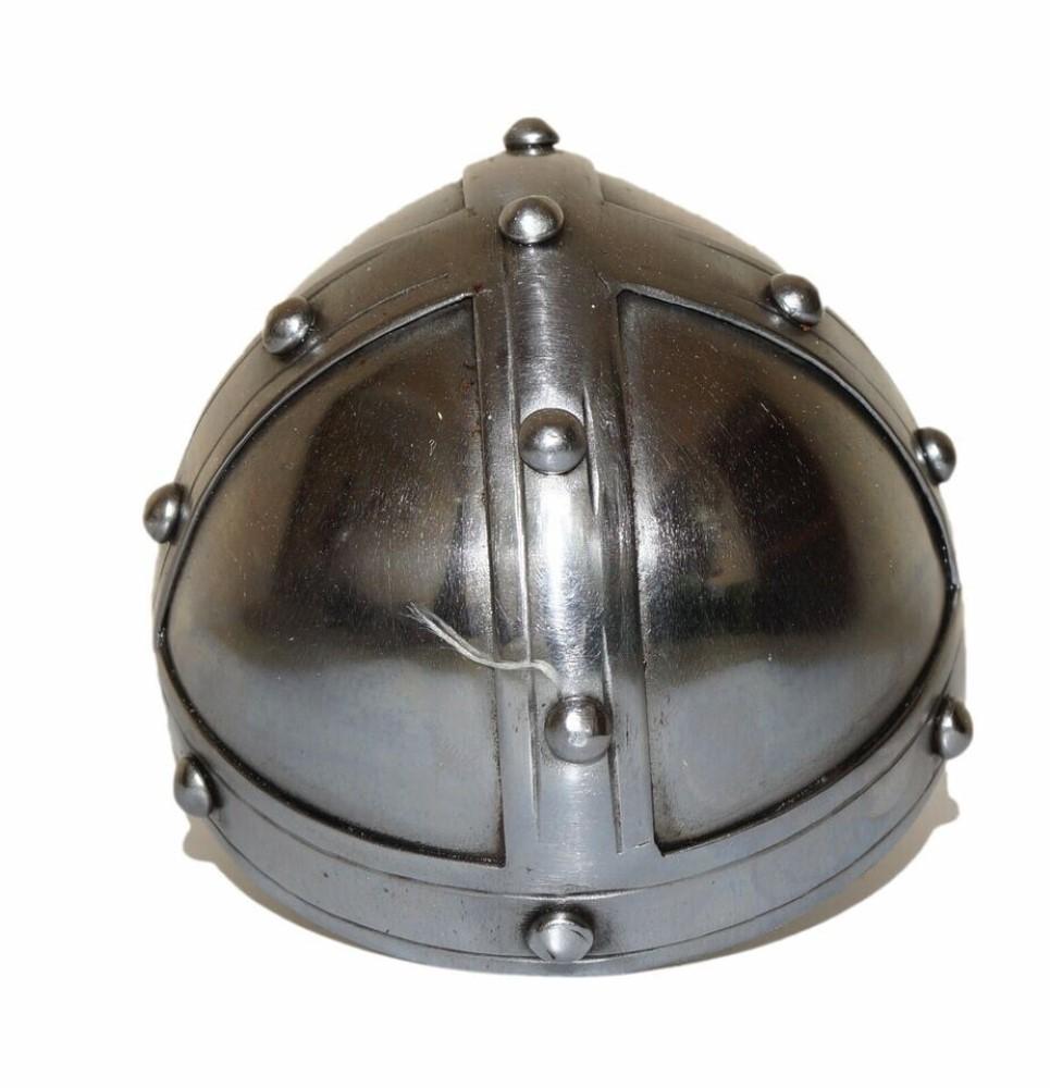 Casco Medieval de Acero Normando Vikingo con Visera Casco de Armadura de Acero 18 G Hecho a Mano