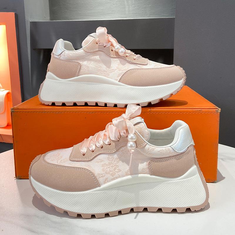 

ins tide Korean version of the new dad shoes women s 2025 summer casual versatile sports shoes street shot heightening shoes BN010 40 розовый