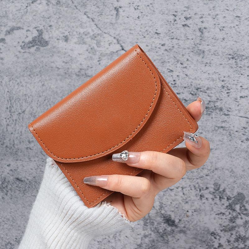 Korean Ins Style Short Small Card Holder  Portable  Compact  Solid Color  Simple Girl  New Pu Leather Id Coin Purse