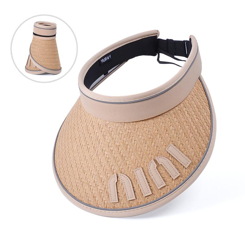 8463 Summer Outdoor Sunscreen Hat Children's Foldable Versatile Sunshade Empty Top Hat Straw Pattern Big Eaves Sun Hat Tide